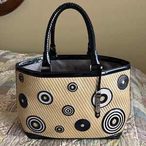 Cole Haan Basketweave and Patent Leather Tote Bag